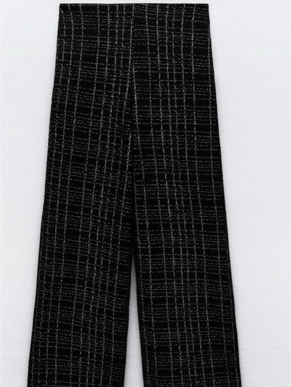 Wide Leg Checkered Pants in Black